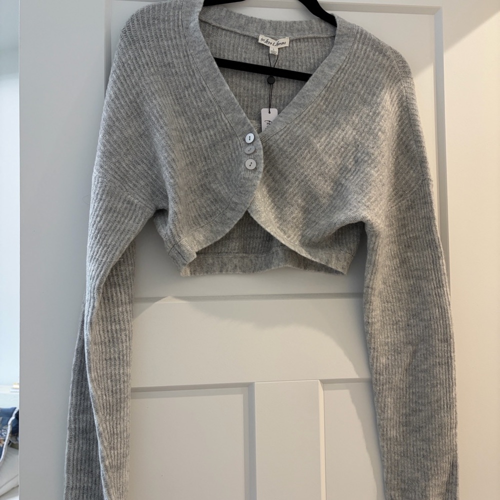 For Love And Lemons Gray Ribbed Shrug